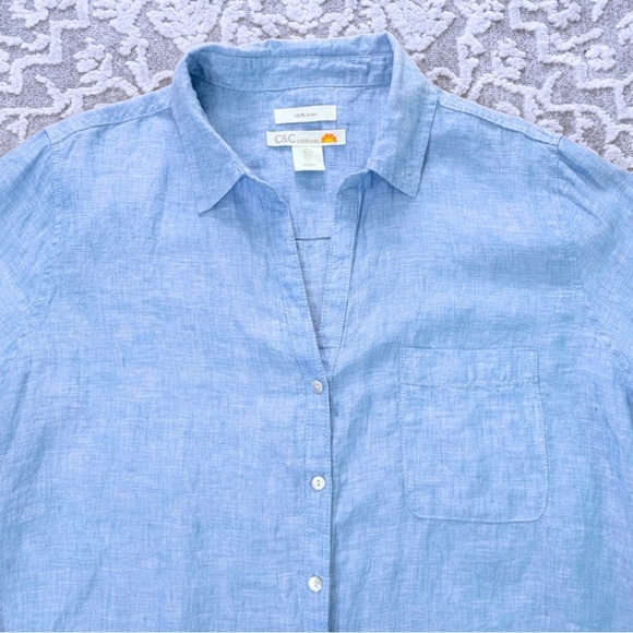 C&C California 100% Linen Roll-Tab Shirt - Picture 4 of 10